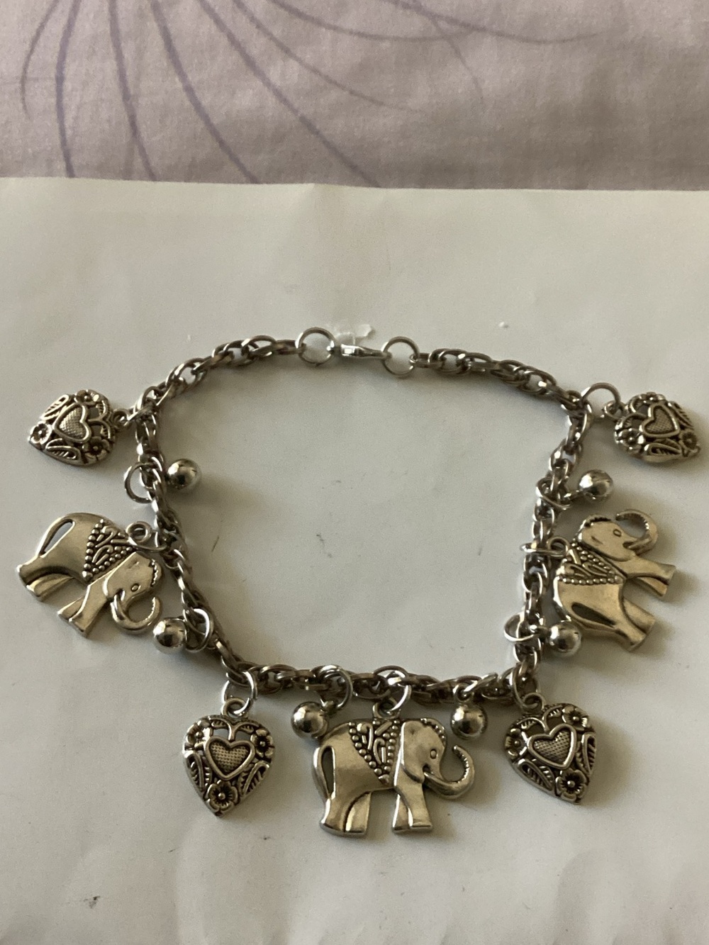 Silver Elephant & Heart Charm Bracelet - Women Jewelry